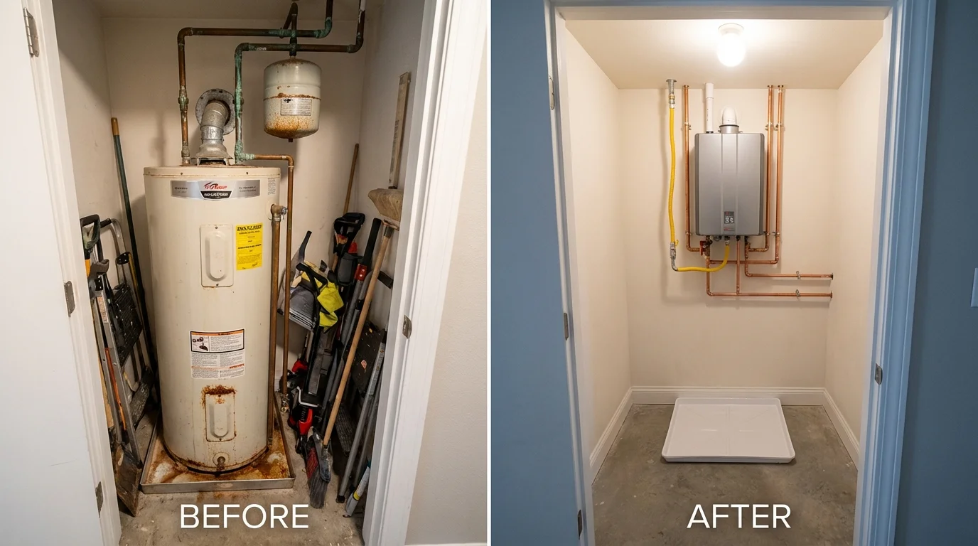 Tank water heater versus wall-mounted tankless unit comparison for Stillwater, NY homeowners
