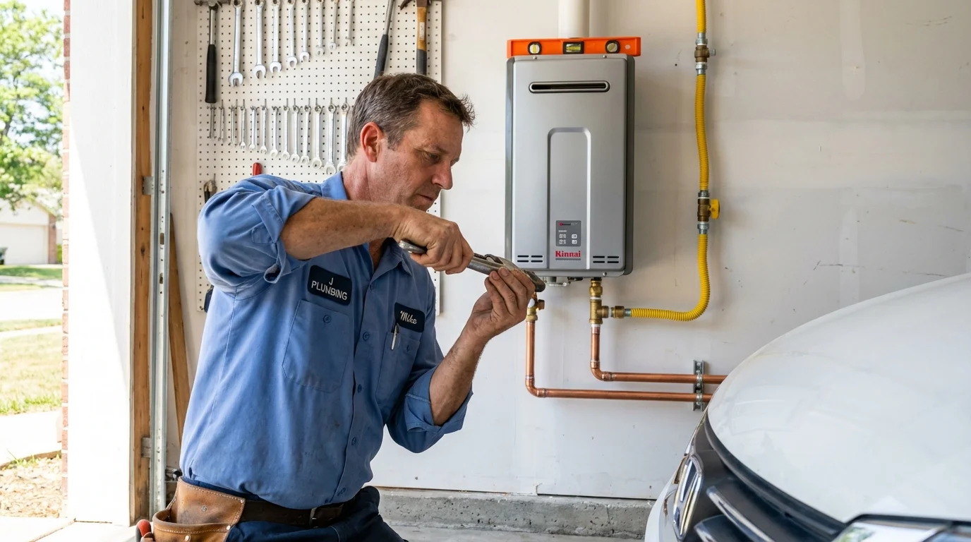 Tankless water heater installation by a Johns Plumbing LLC plumber in Stillwater